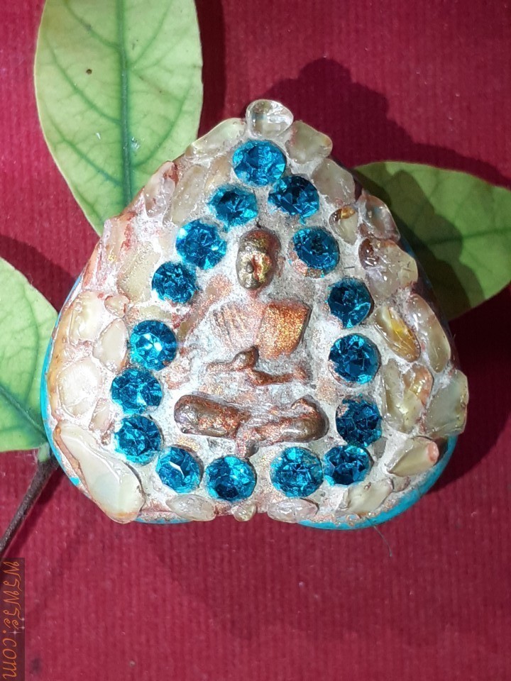 พระสมเด็จ พุฒาจารย์ หลัง เทอร์ควอยท์ ลงรักปิดทองHoly relics color turquoise