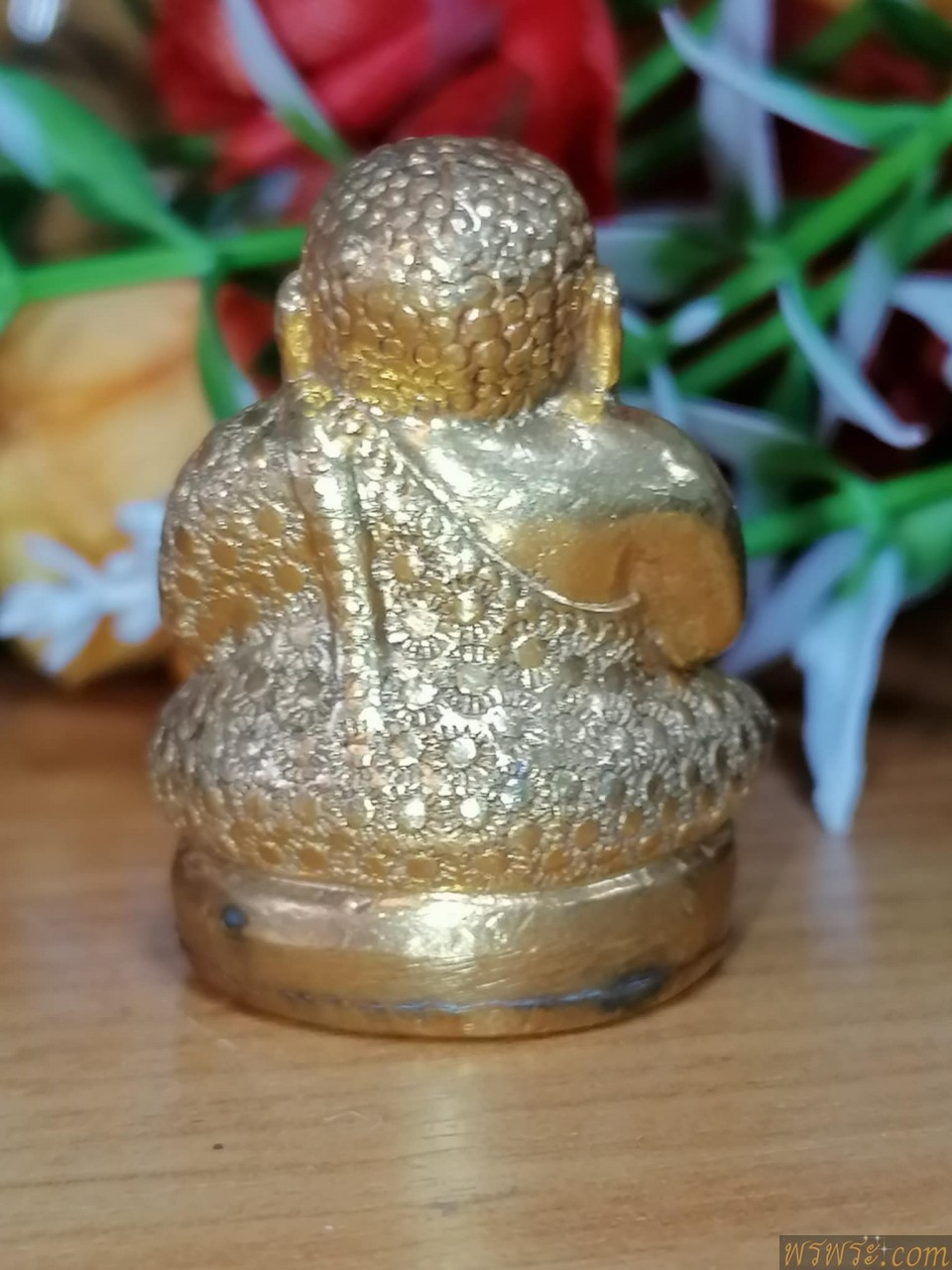 กริ่ง พระสังกัจจายน์ จีวรลายดอกทานตะวัน ใต้ฐาน จ..ป.ร.เนื้อสัมริดสีทอง กริ่งดัง