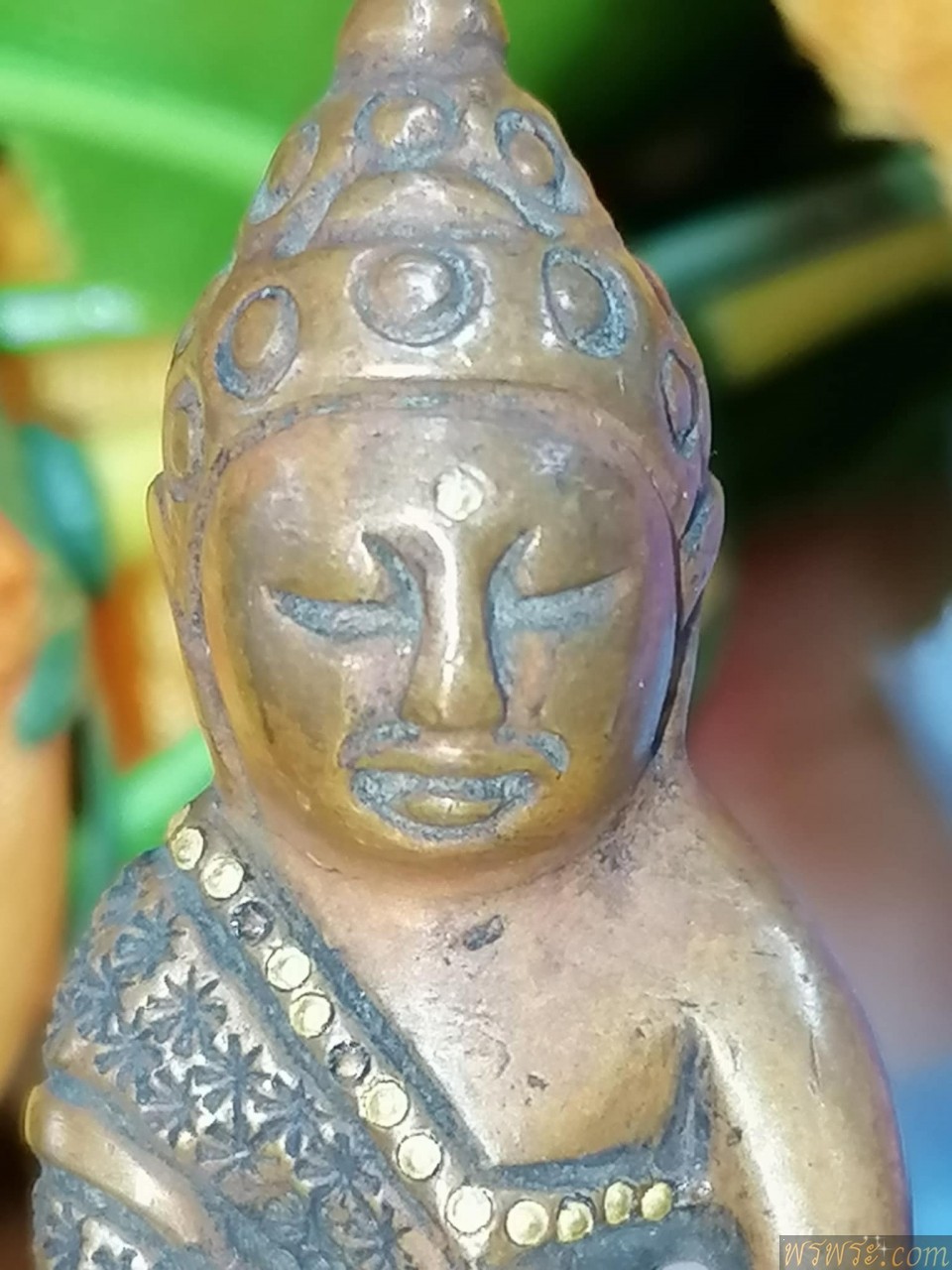 พระกริ่งปวเรศ ร.๕ เพชรกลับ อุณาโลม สังวาล บัว หมุดทอง ลายจีวร จารย์ใต้ฐาน เนื้อสำริด กริ่งดัง/ก่อนปี2500