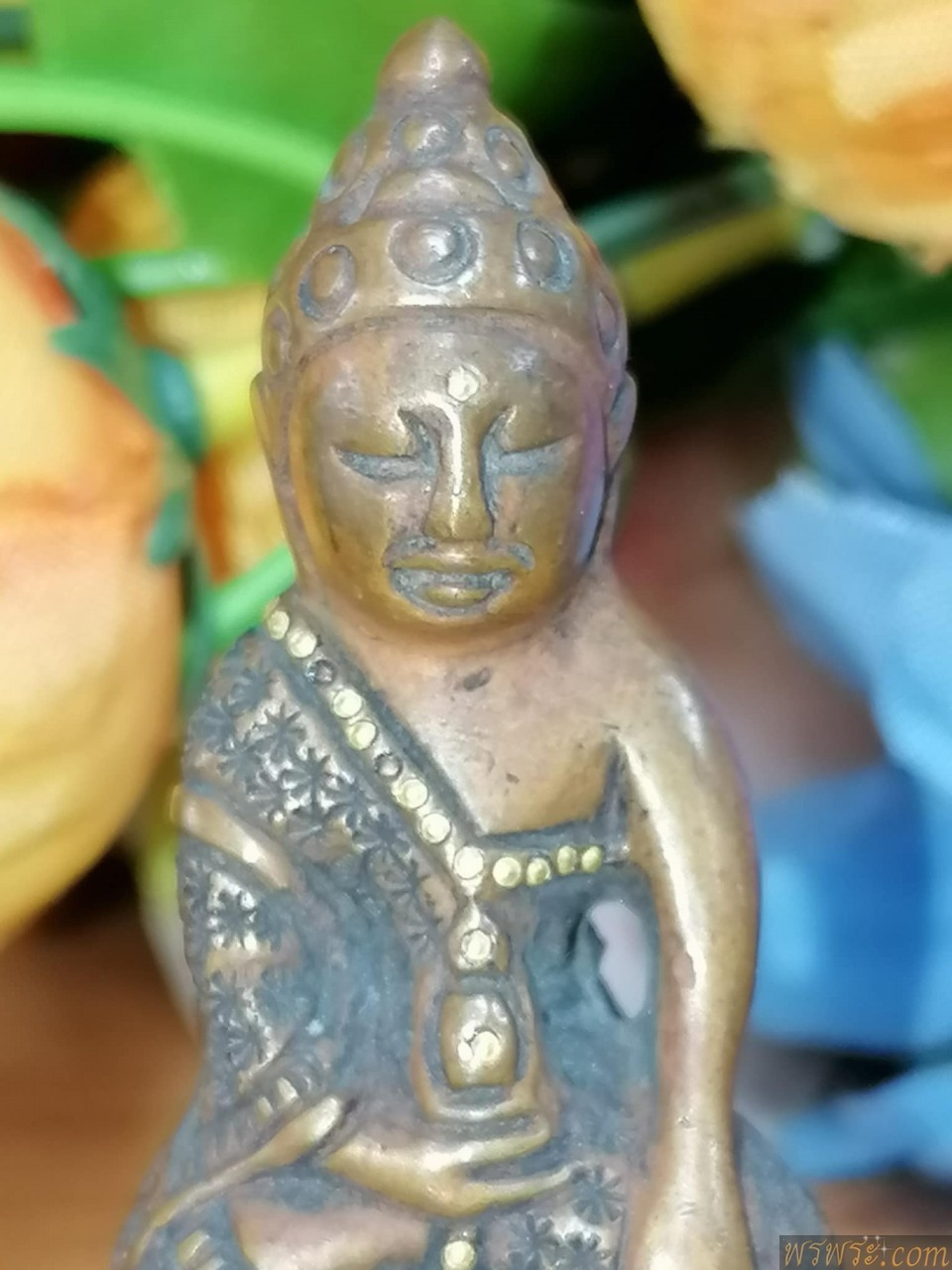 พระกริ่งปวเรศ ร.๕ เพชรกลับ อุณาโลม สังวาล บัว หมุดทอง ลายจีวร จารย์ใต้ฐาน เนื้อสำริด กริ่งดัง/ก่อนปี2500
