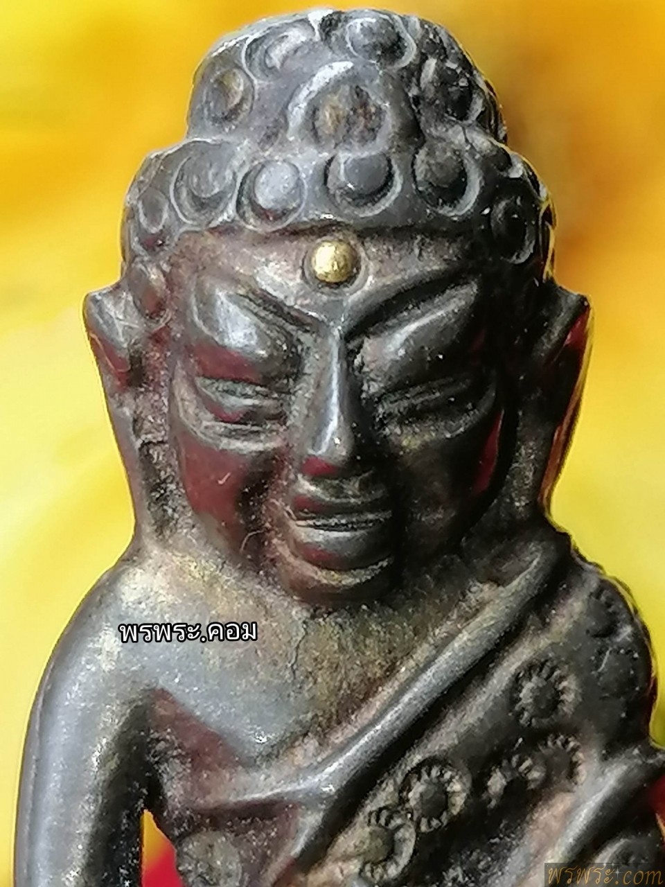 ส่ง กทม เขต.พญาไท//พระกริ่งปราบฮ่อ ร.๕ หมุดทองคำ จีวรลายดอกทานตะวัน มีจารย์ใต้ฐาน เนื้อสัมริด กริ่งดัง