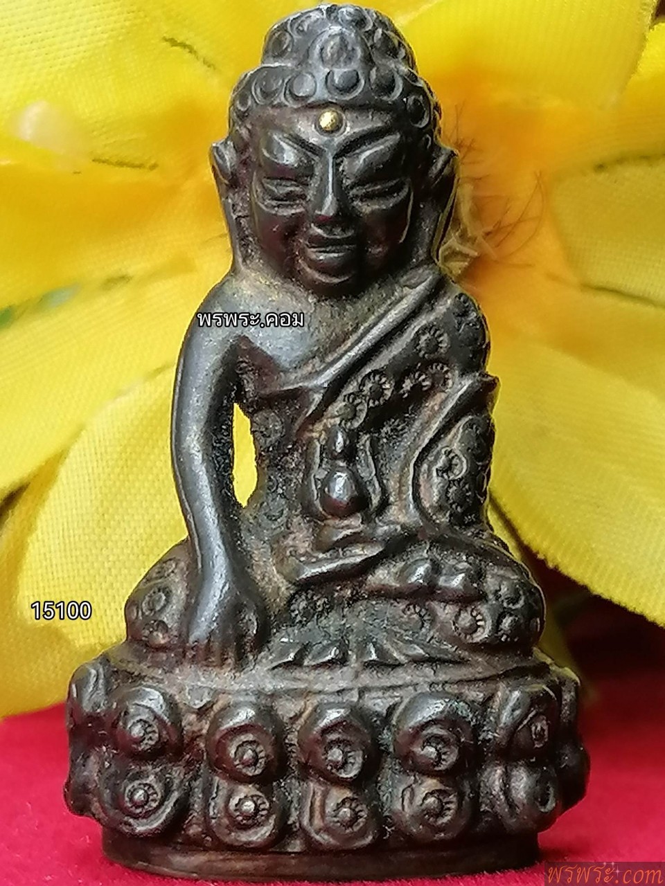 ส่ง กทม เขต.พญาไท//พระกริ่งปราบฮ่อ ร.๕ หมุดทองคำ จีวรลายดอกทานตะวัน มีจารย์ใต้ฐาน เนื้อสัมริด กริ่งดัง