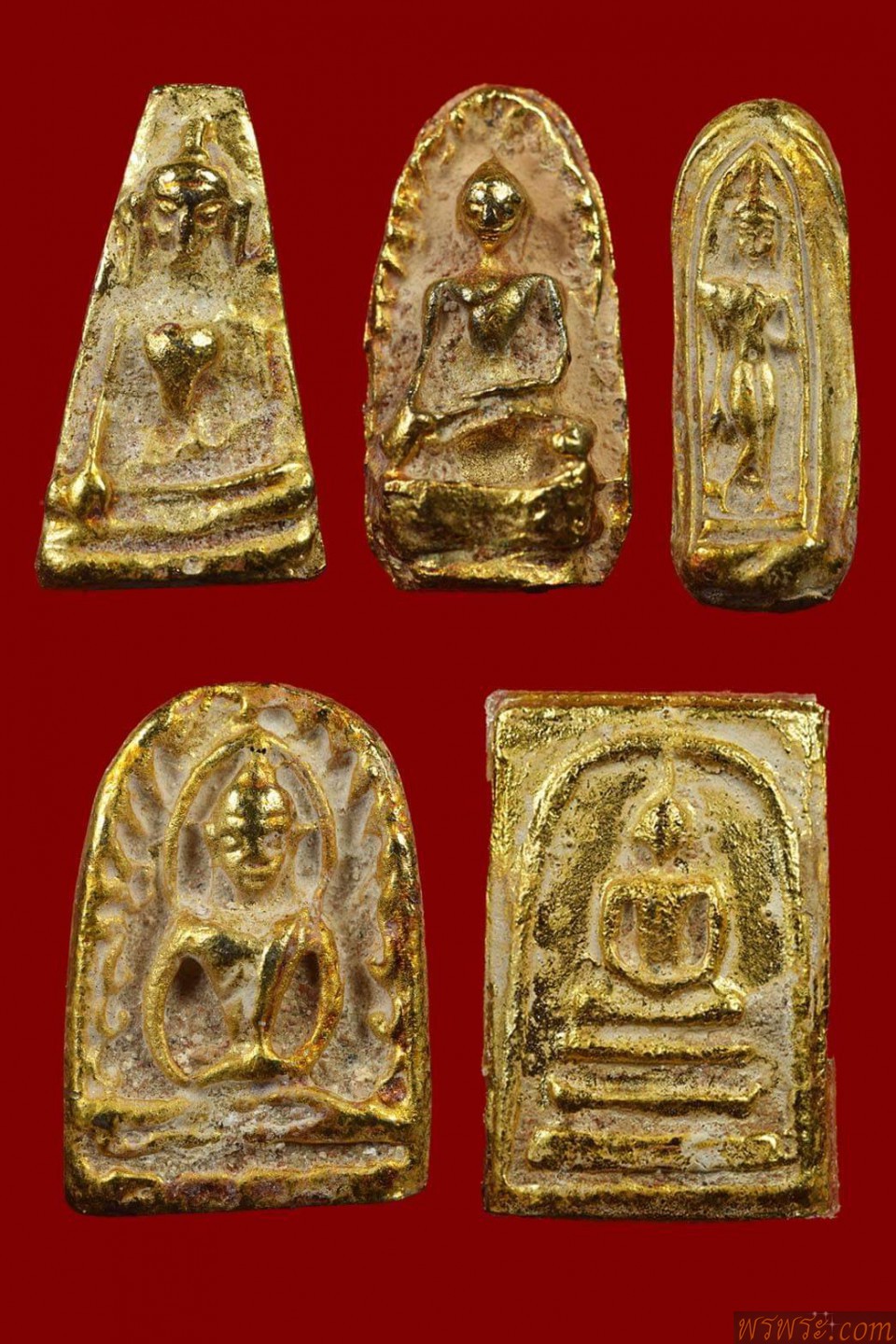 พระสมเด็จ พระซุ้มกอ พระสุพรรณ พระรอด พระลีลา เปียกทอง ทองคำแท้ gold/AU+-พระสายวัง ก่อนปี2500