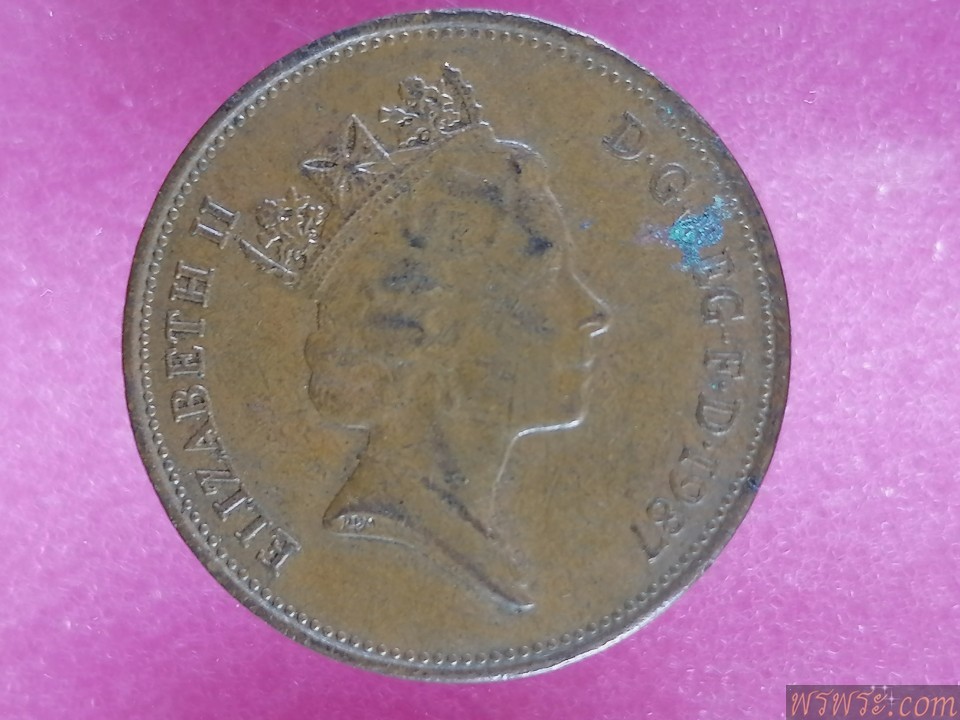 เหรียญ​เหรียญ D.G.REG.F.C-1987 ELIZABETH II TWO P E N C E 2
