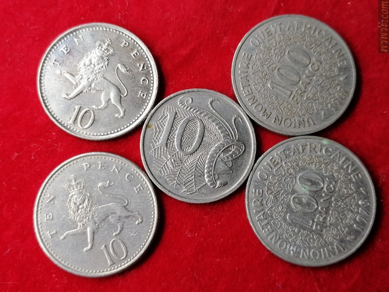 เหรียญPENCE-​FRANCรวม5เหรียญ