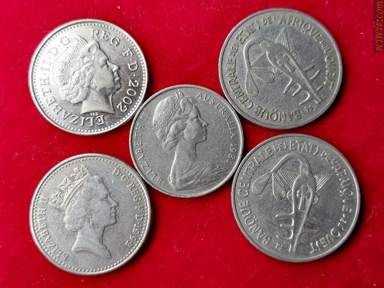 เหรียญPENCE-​FRANCรวม5เหรียญ
