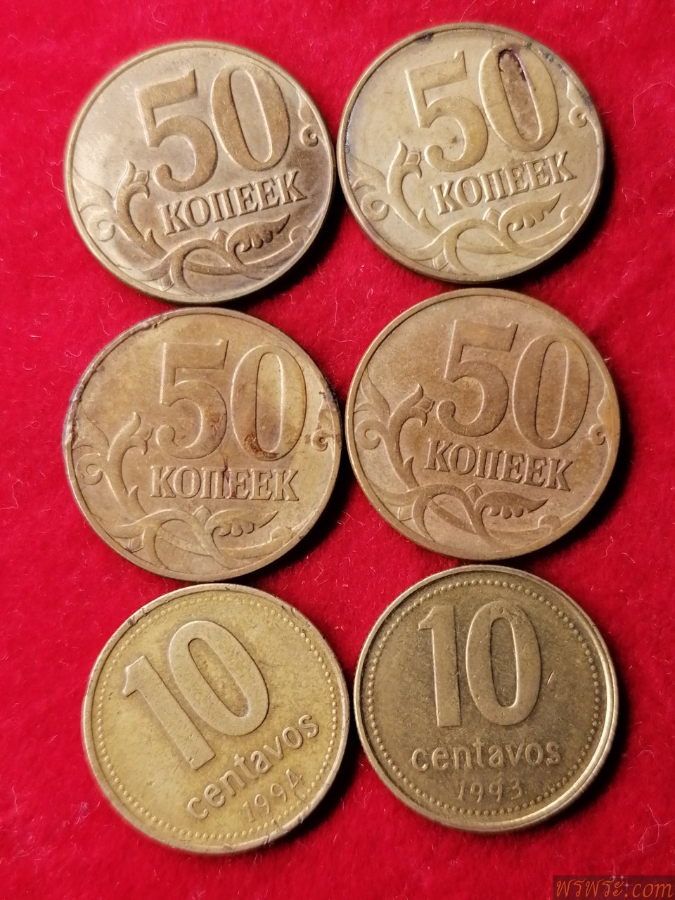 เหรียญ​50KONEEK/4เหรียญ​//10CENTAVOS//2 เหรียญ​//รวม6เหรียญ