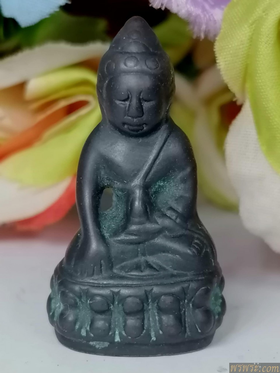 พระกริ่งปวเรศ เนื้อสำริด กริ่งดัง พิมพ์ สมบูรณ์พูนสุข ปิดแผ่นทองแดงมีรอยจารย์ใต้ฐาน